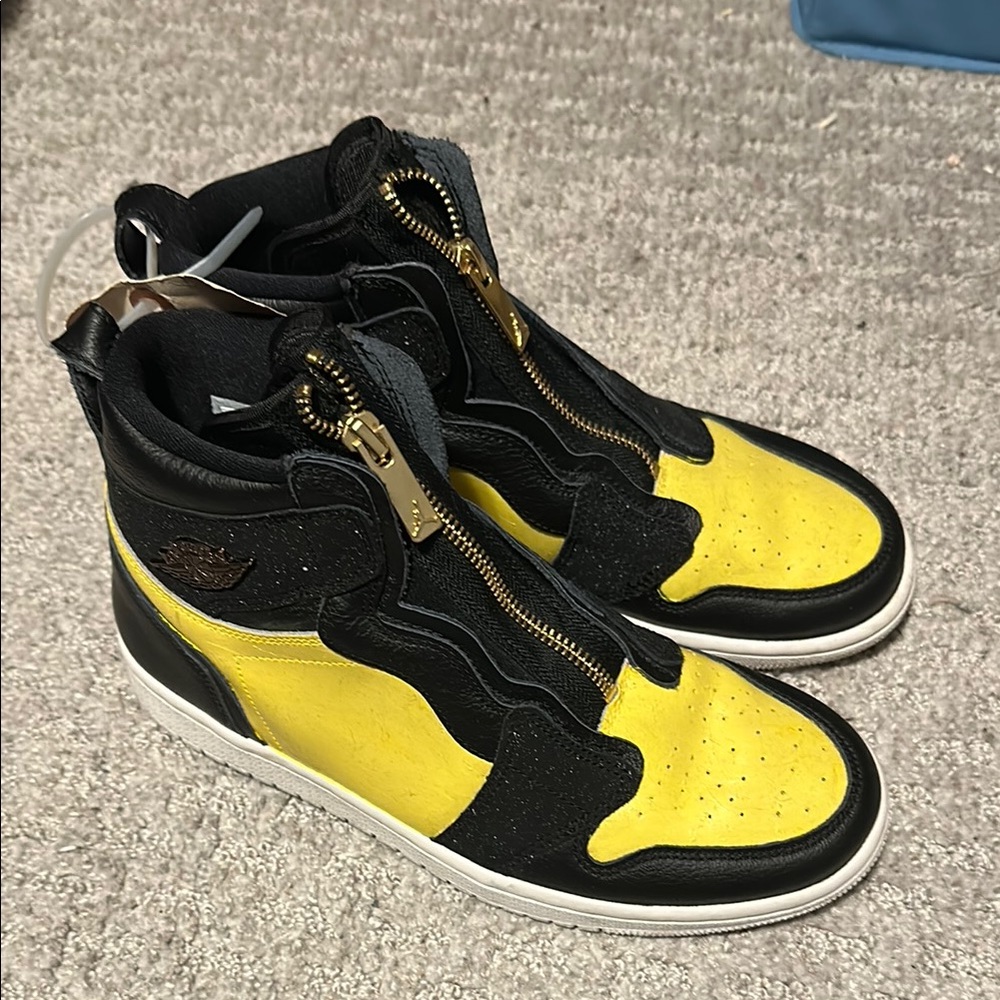 Air Jordan Yellow and Black High-Top Sneakers